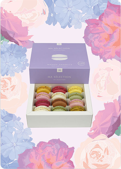 Achetez des macarons en ligne et créez votre collection personnalisée. Un cadeau parfait pour vous et vous proches. Livraison gratuite à partir de 2 boîtes.